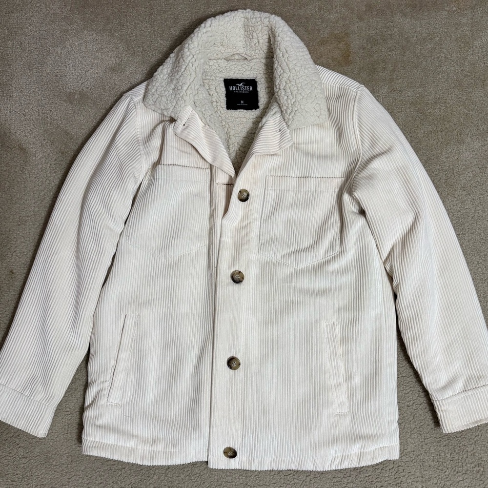 Cream Corduroy Jacket with Sherpa Collar